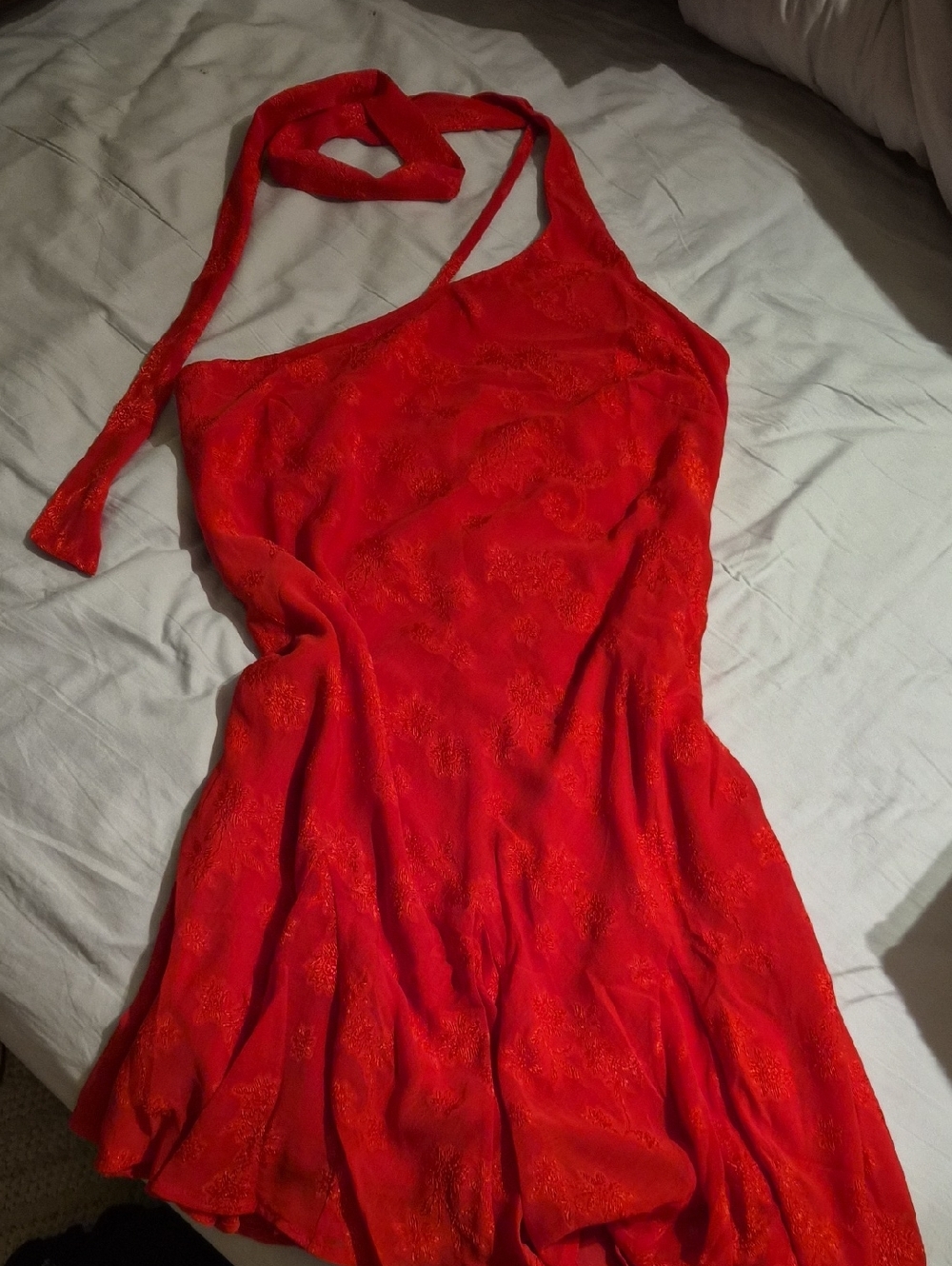 Target One-Shoulder Red Evening Slip Dress